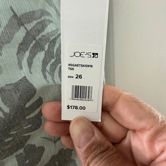 Joes The Icon Mid Rise Skinny Crop Jeans Size 26 Tropical Green Gray Leaf Print - Picture 14 of 14